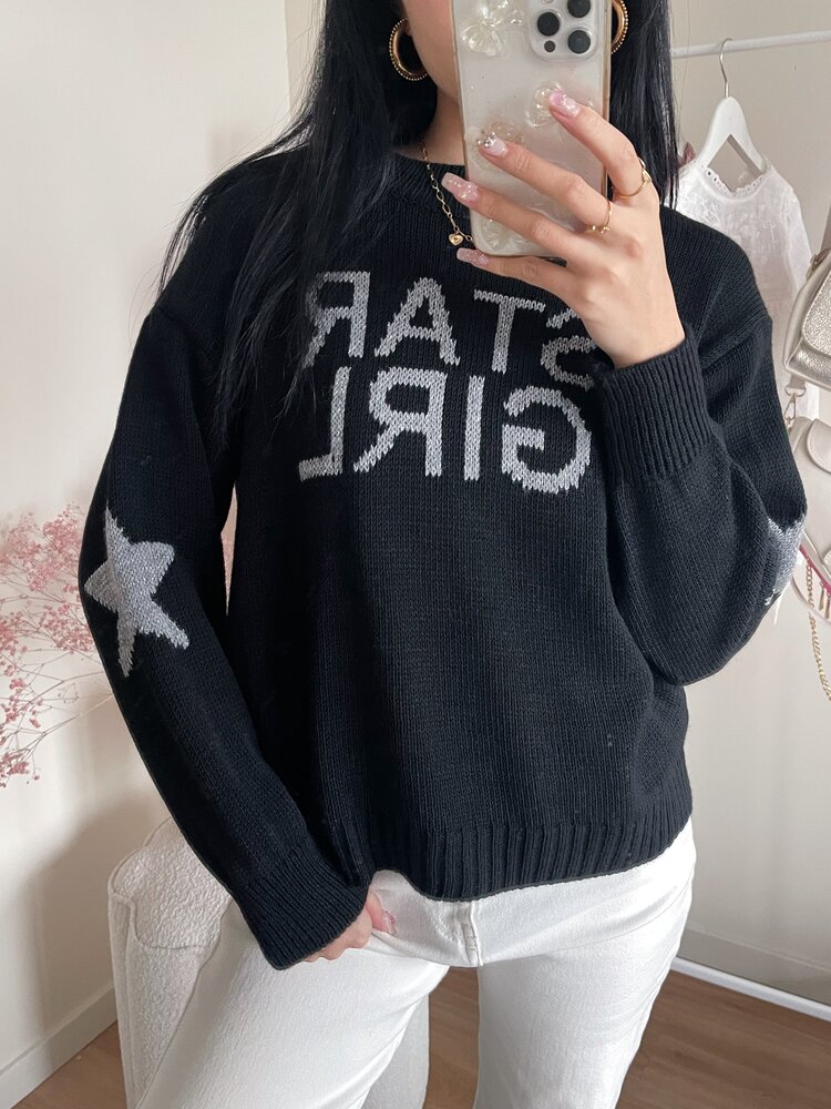 Star Girl Oversized Sweater / Black