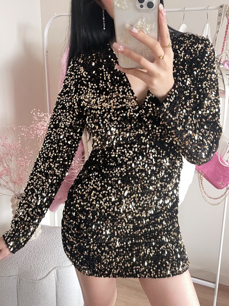 Aira Sequin Dress / Gold