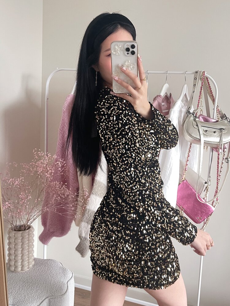 Aira Sequin Dress / Gold