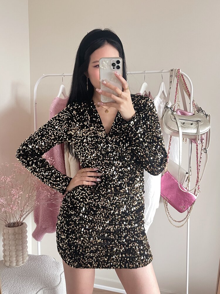 Aira Sequin Dress / Gold