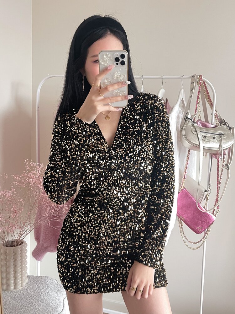 Aira Sequin Dress / Gold