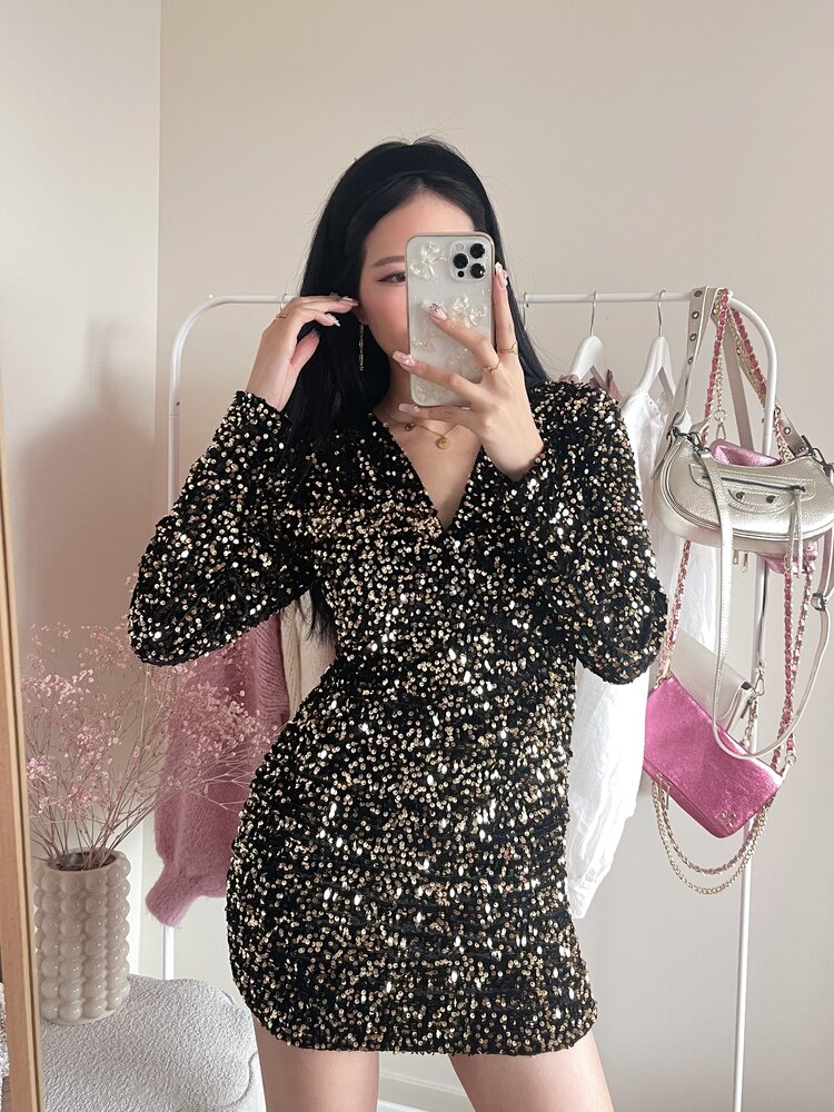 Aira Sequin Dress / Gold