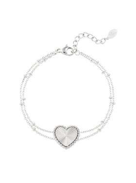 Silver Textured Heart Dots Bracelet