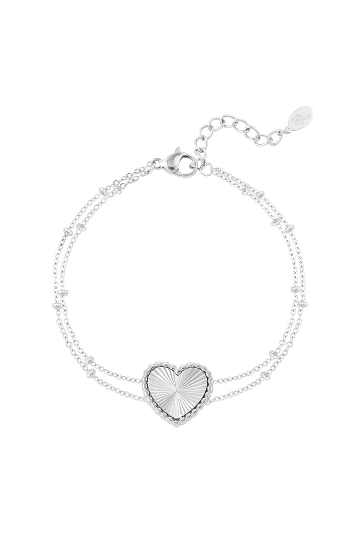 Silver Textured Heart Dots Bracelet