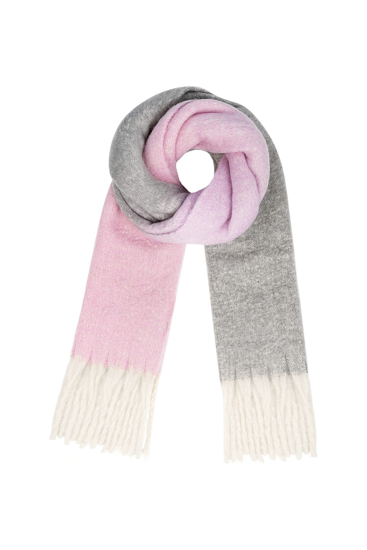 Colourful Knitted Scarf / Light Pink