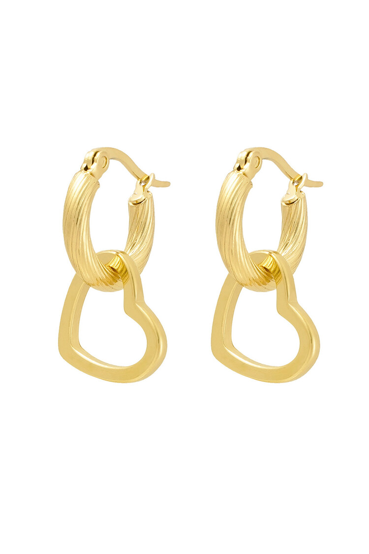 Gold Open Heart Twist Earrings