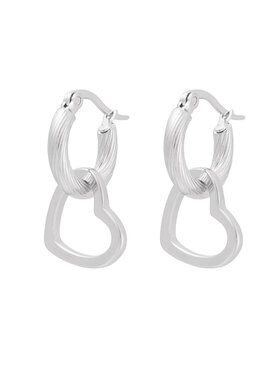 Silver Open Heart Twist Earrings