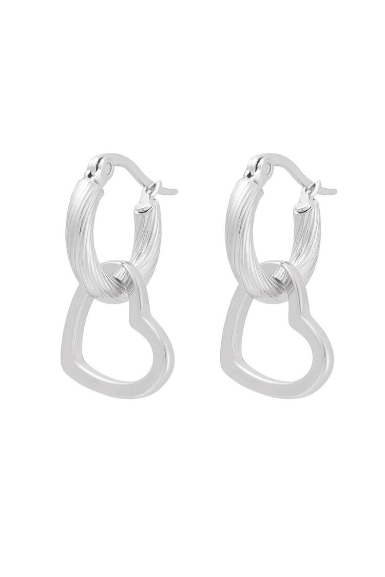 Silver Open Heart Twist Earrings