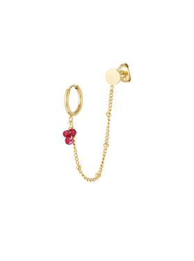 Gold Bead Earring & Stud / Fuchsia
