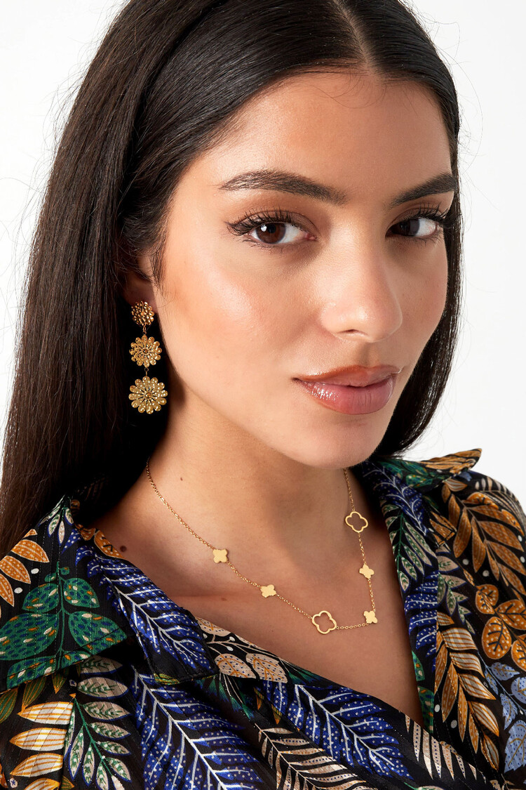 Gold Large Clovers Necklace