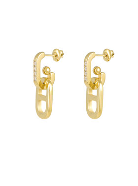 Gold Small Linked Sparkle Earrings