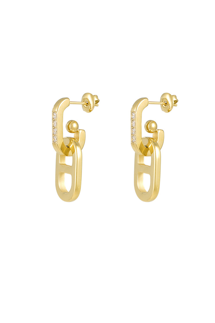 Gold Small Linked Sparkle Earrings