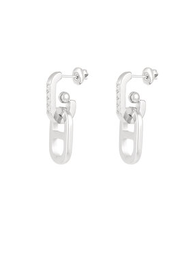 Silver Small Linked Sparkle Earrings