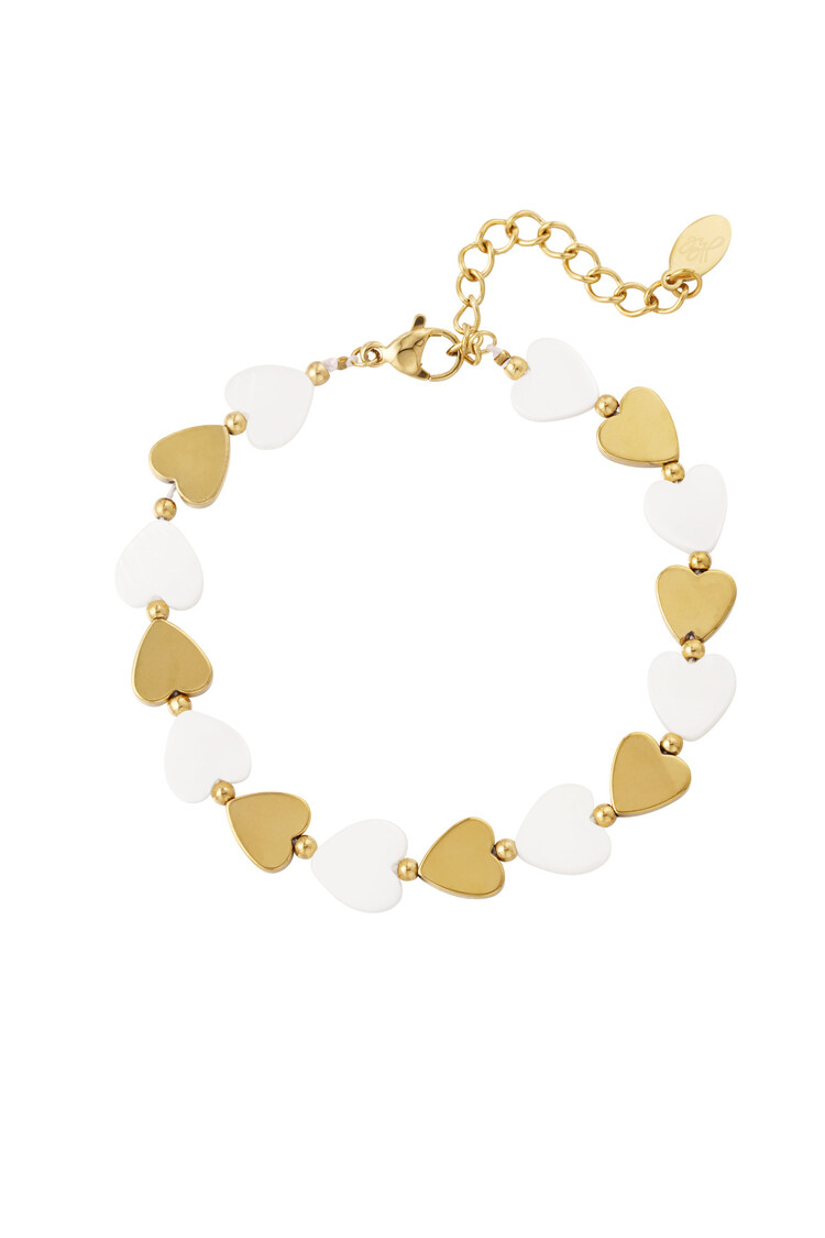 Gold Pearl Hearts Bracelet