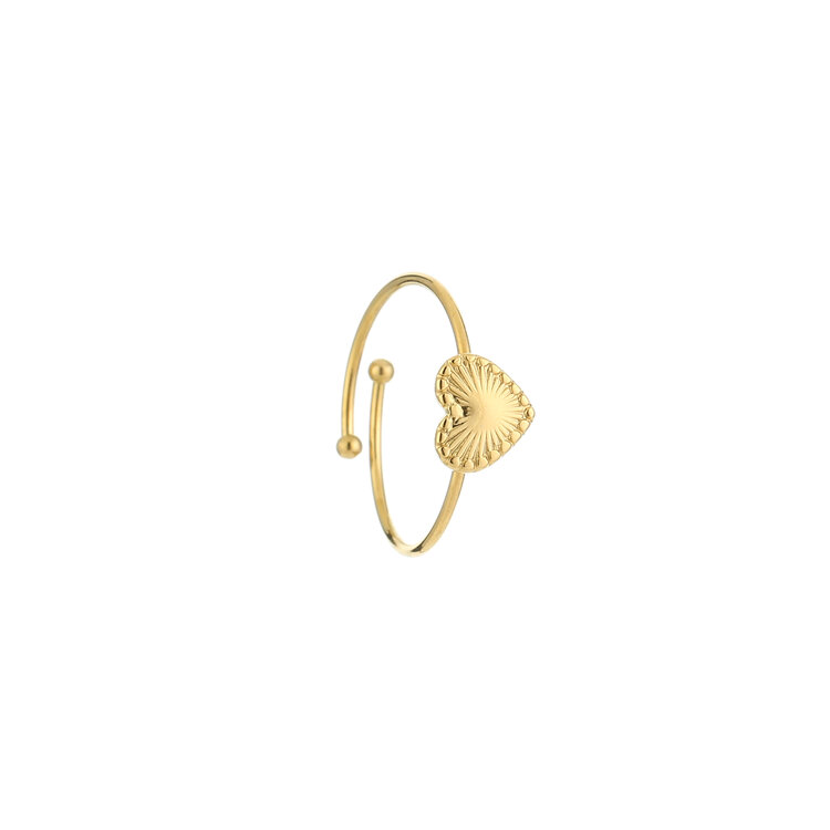 Gold Textured Heart Ring