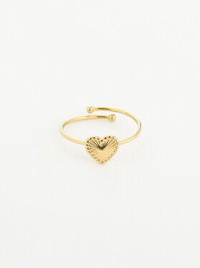 Gold Textured Heart Ring