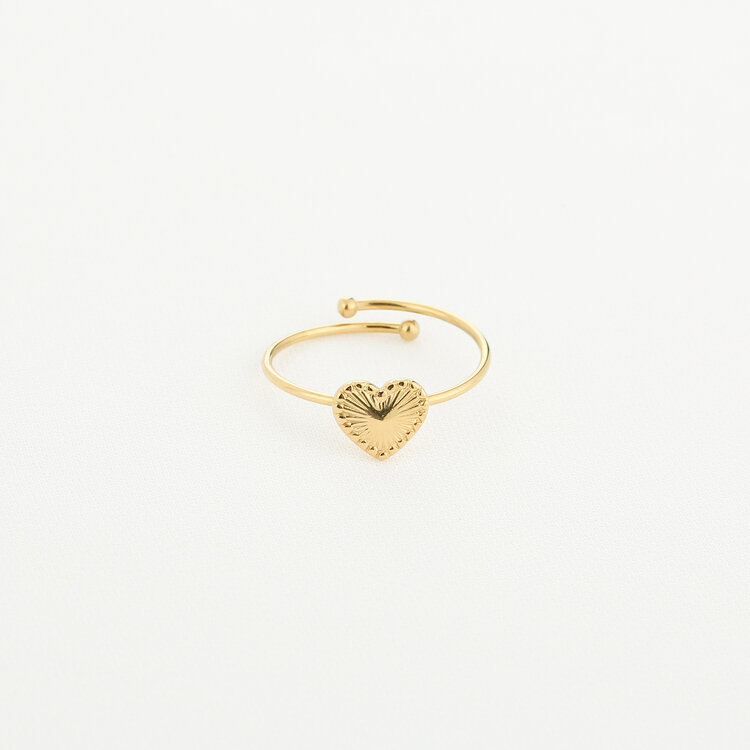 Gold Textured Heart Ring