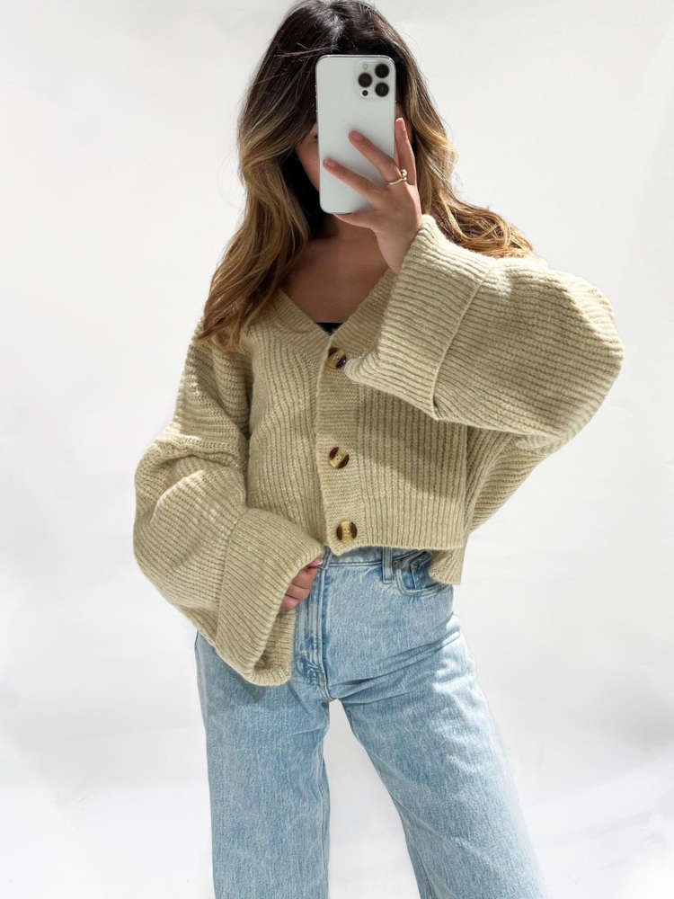 Raima Button Knit Cardigan / Beige