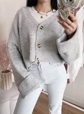 Raima Button Knit Cardigan / Grey