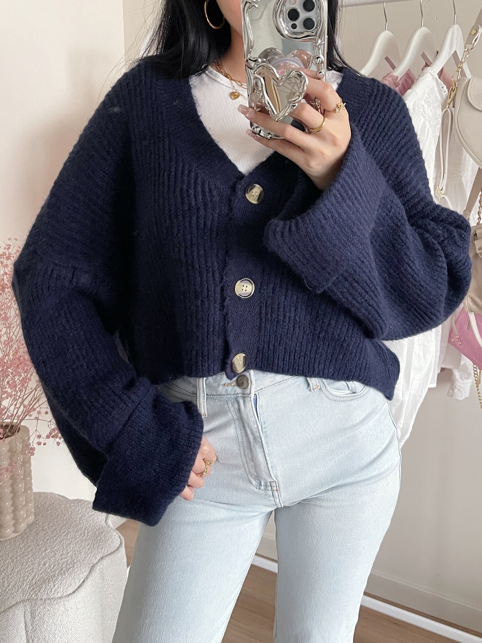 【Knuth Marf】ladylike knit cardigan/navy ladylike knit cardigan/2color | KNUTH MARF