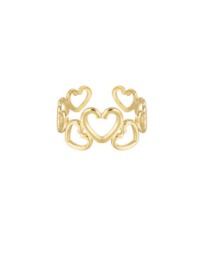 Gold Cute Heart Party Ring