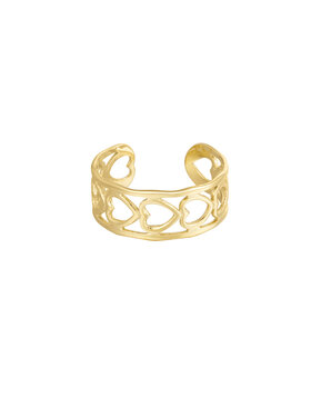 Gold Heart Row Ring