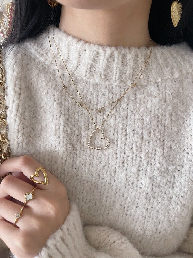 Gold Tiny Lucky Flower Necklace