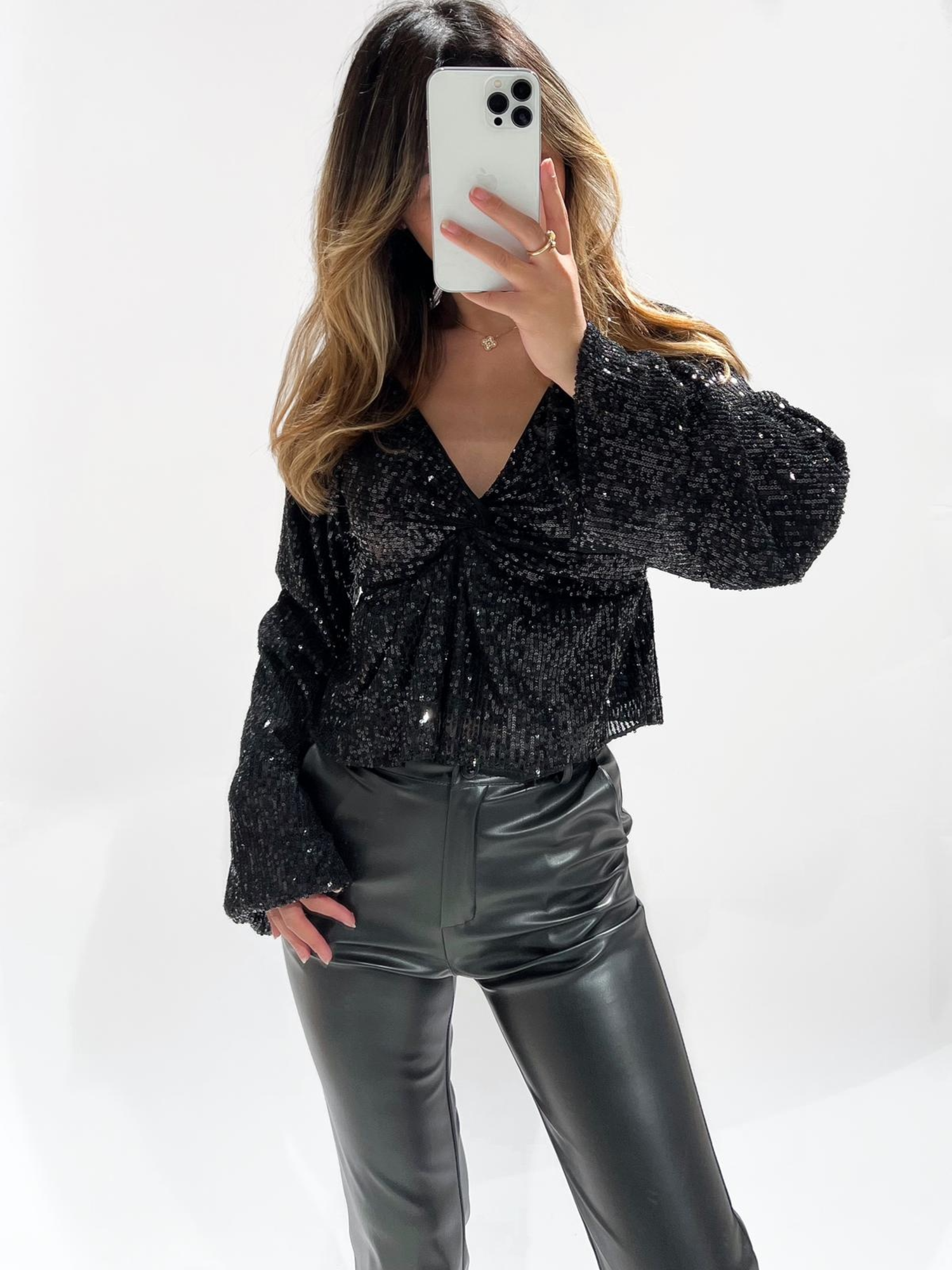 Ruby Sequin Crop Top / Black - Hello My Love