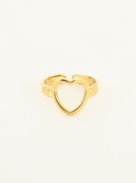 Gold Open Heart Pattern Ring