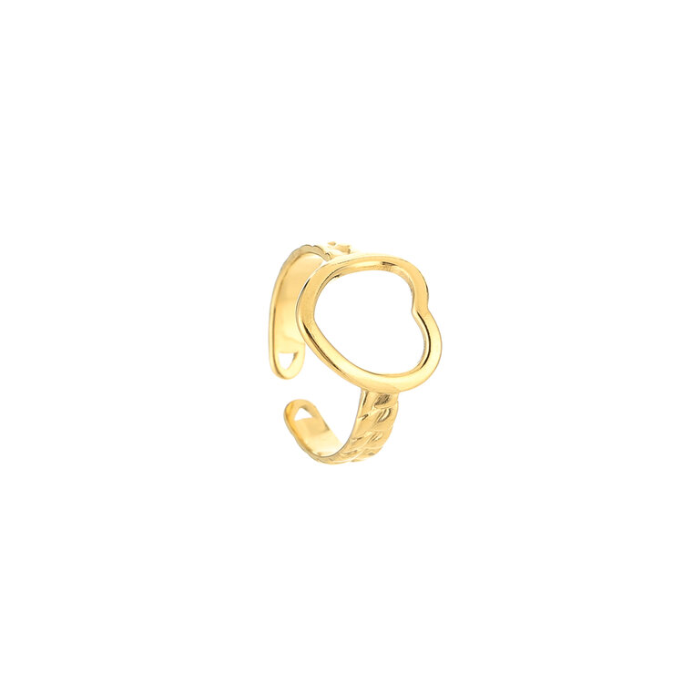 Gold Open Heart Pattern Ring