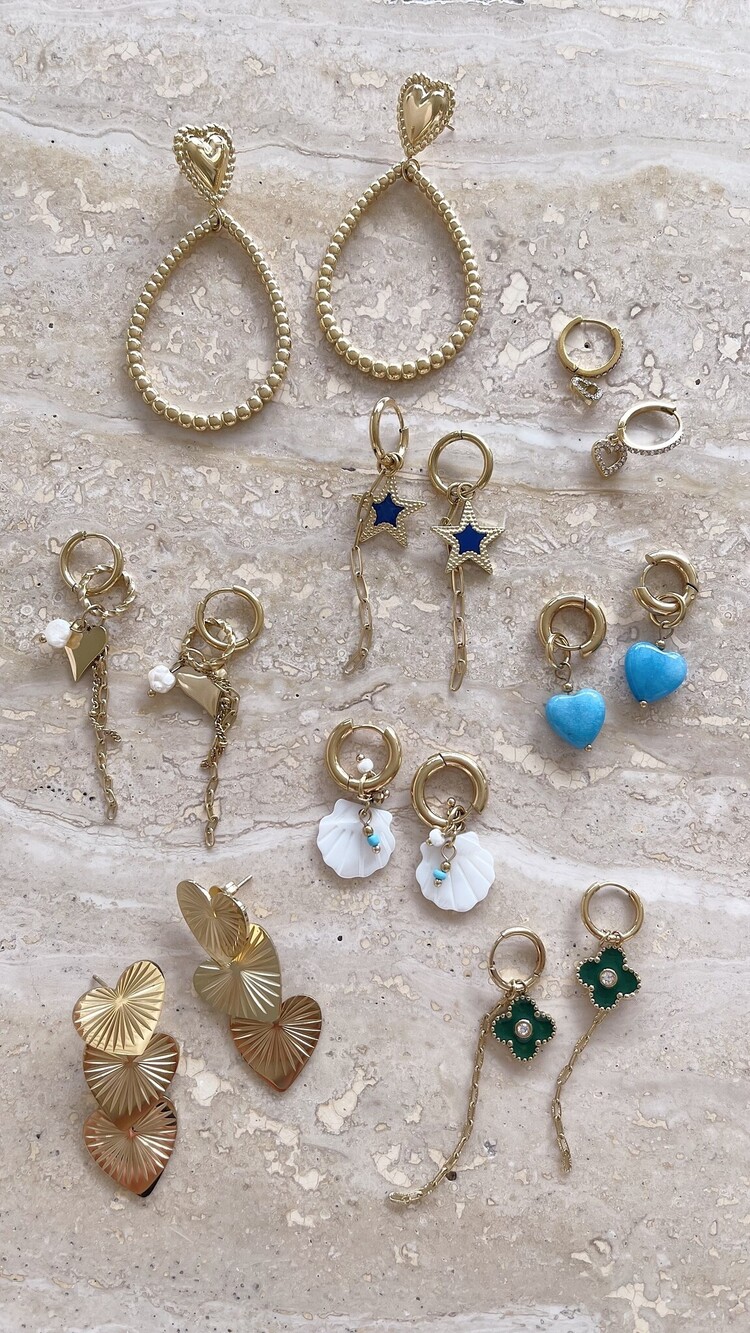 Gold Carved Heart Statement Earrings