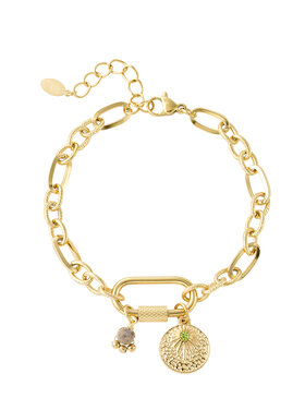 Gold Charms Chain Bracelet / Green