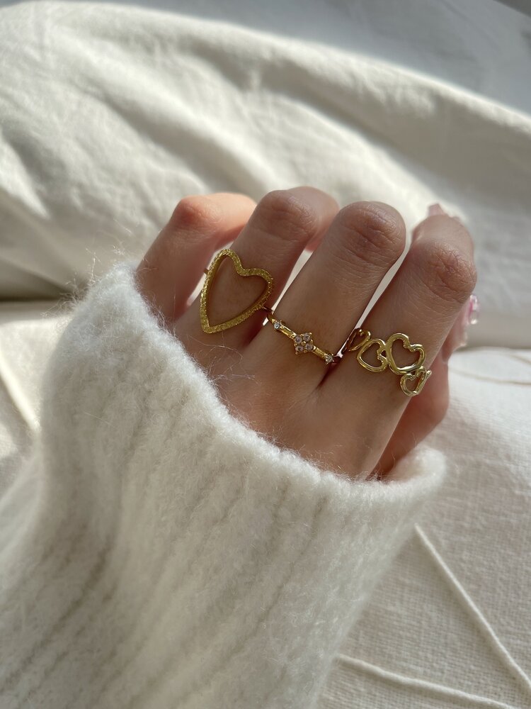 Gold Cute Heart Party Ring