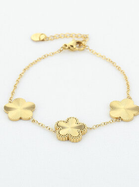 Gold Triple Textured Flower Bracelet