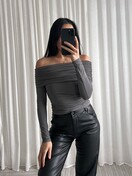 Hella( ヘラ ) STRIPE OFF SHOULDER TOPS グレー TOPS - Hella