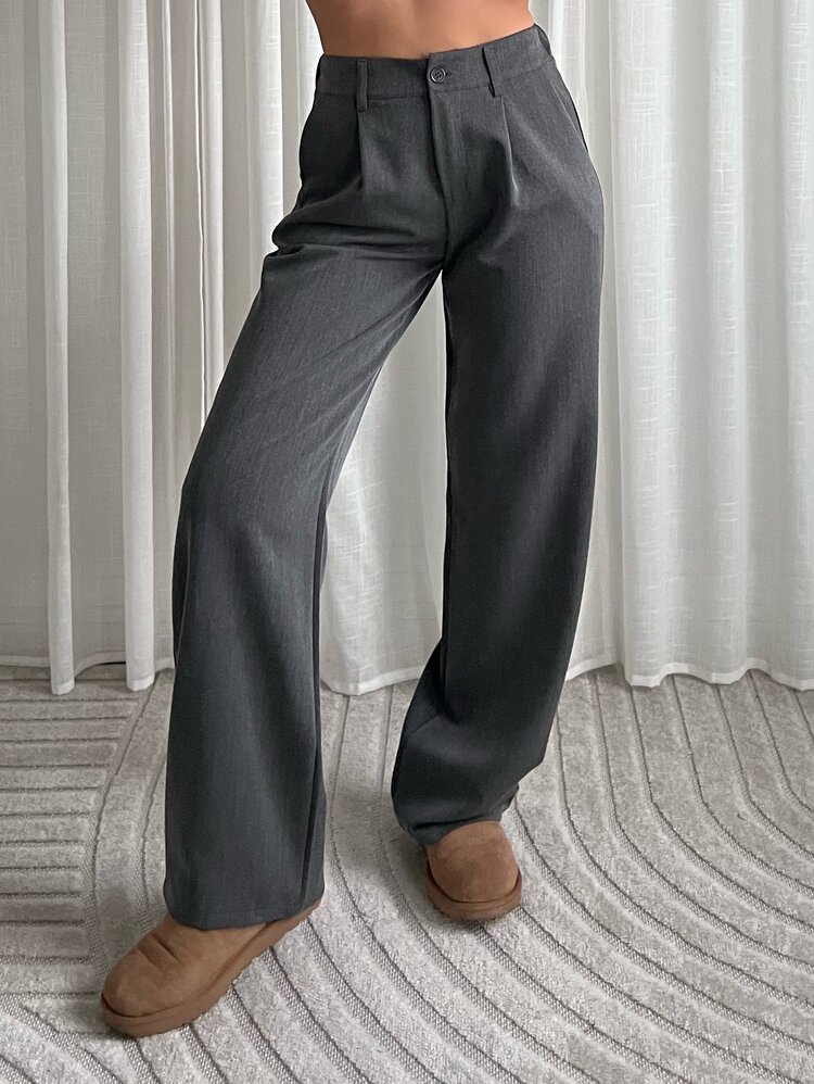 Rini Loose Straight Leg Trousers / Washed Grey