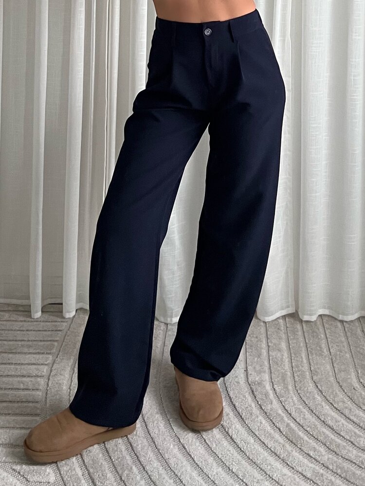 Rini Loose Straight Leg Trousers / Navy