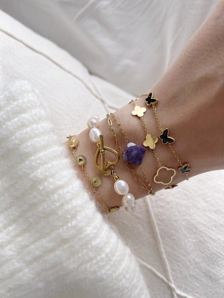 Gold Large Clovers Bracelet