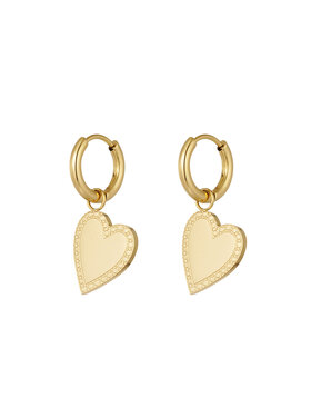 Gold Hanging Heart Earrings