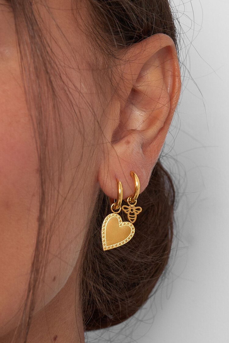 Gold Hanging Heart Earrings