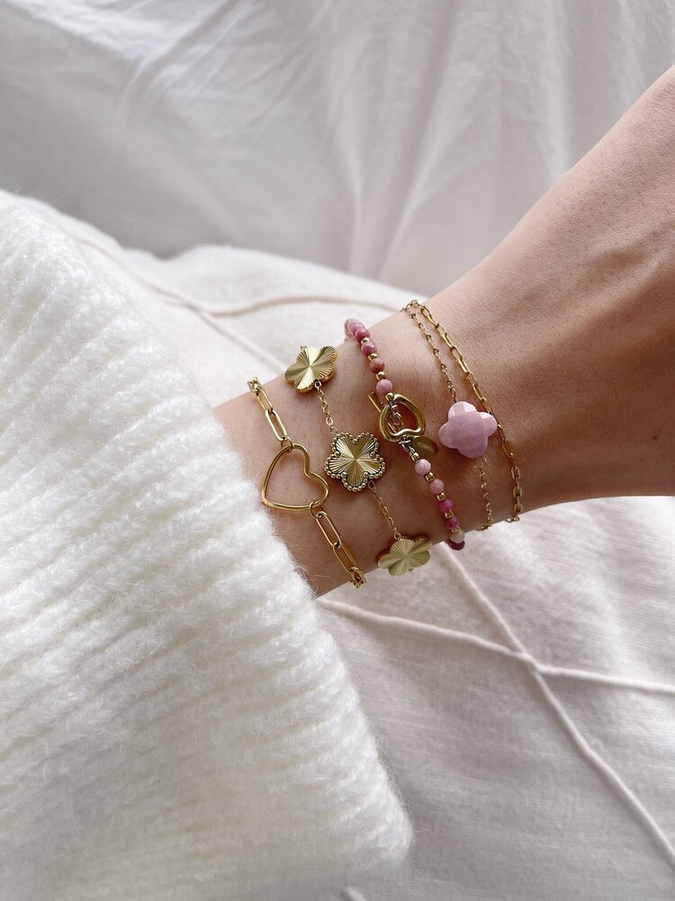 Silver Triple Textured Flower Bracelet