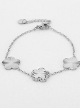 Silver Triple Textured Flower Bracelet