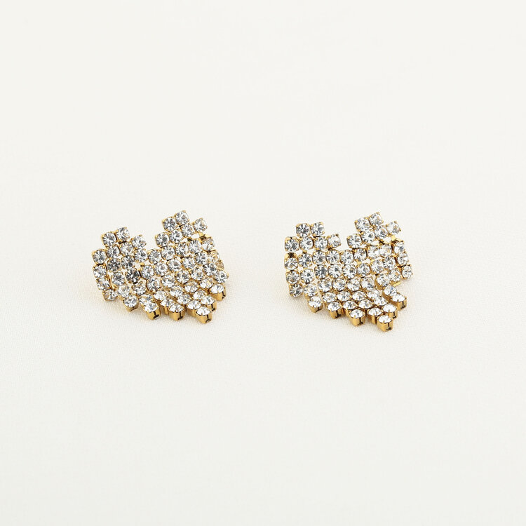 Gold Heart Strass Earrings
