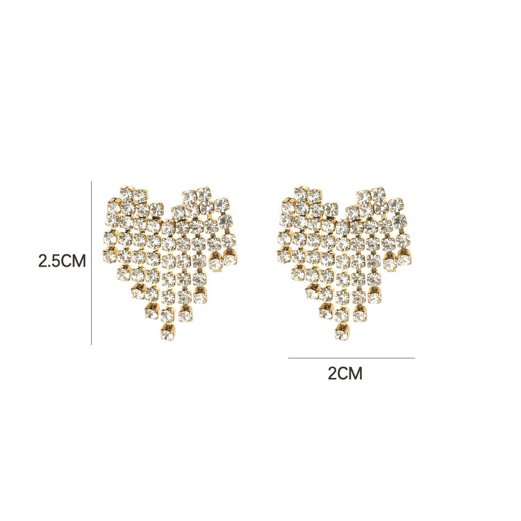 Gold Heart Strass Earrings