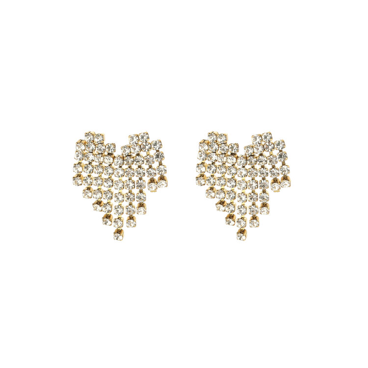 Gold Heart Strass Earrings