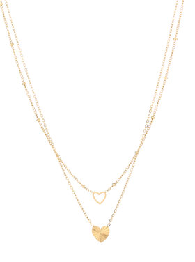 Gold Double Chain Tiny Heart Necklace