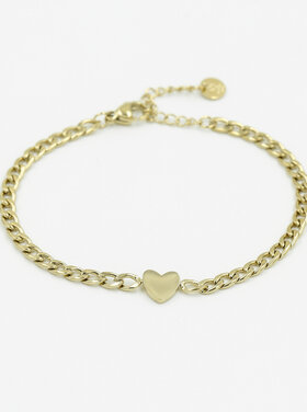 Gold Simple Heart Chain Bracelet
