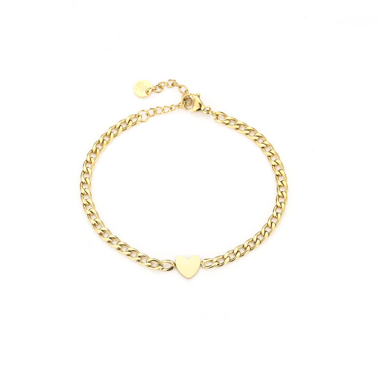 Gold Simple Heart Chain Bracelet
