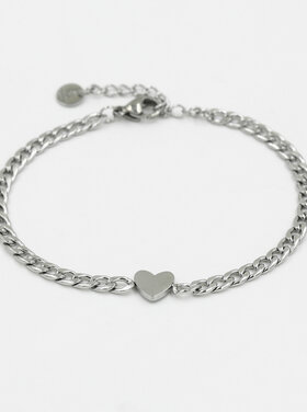 Silver Simple Heart Chain Bracelet