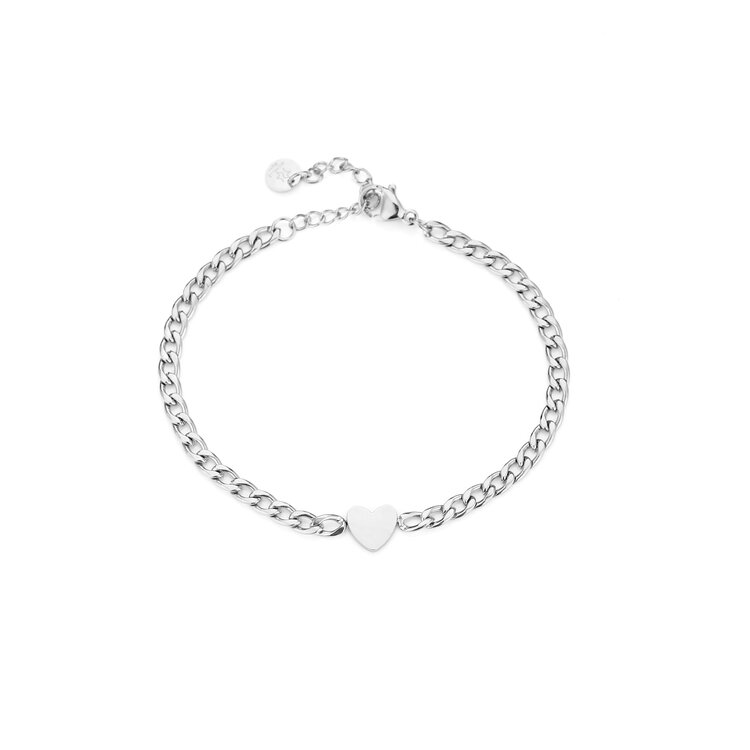 Silver Simple Heart Chain Bracelet